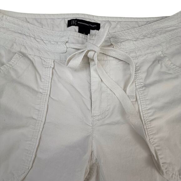 INC White Cargo Utility Pants Bling Buttons Zip Front Drawstring Waist - Picture 8 of 16